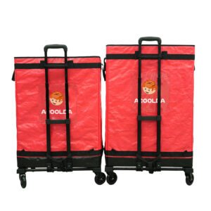 Red Collapsible Parcel Bags with Trolley Attachment Heavy Duty Logistics Carrier Bags Large and Small Size Van Organizer Bags with Tie-Down Straps for Warehouse Roll Cages and Courier Last-Mile Delivery