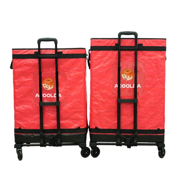 Red Collapsible Parcel Bags with Trolley Attachment Heavy Duty Logistics Carrier Bags Large and Small Size Van Organizer Bags with Tie-Down Straps for Warehouse Roll Cages and Courier Last-Mile Delivery