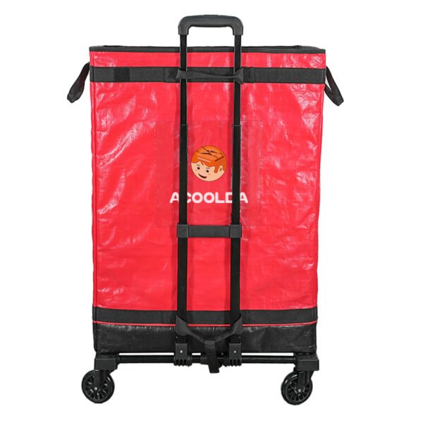 Red Collapsible Parcel Bags with Trolley Attachment Heavy Duty Logistics Carrier Bags Large and Small Size Van Organizer Bags with Tie-Down Straps for Warehouse Roll Cages and Courier Last-Mile Delivery