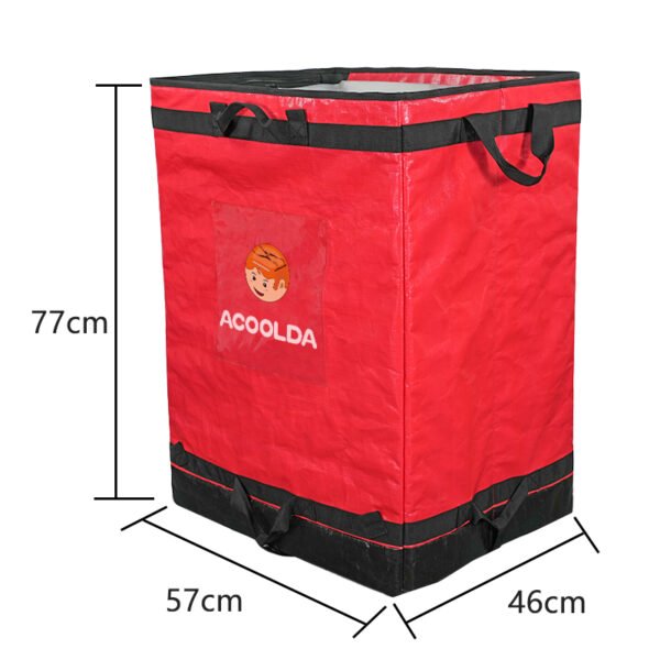 Red Collapsible Parcel Bags with Trolley Attachment Heavy Duty Logistics Carrier Bags Large and Small Size Van Organizer Bags with Tie-Down Straps for Warehouse Roll Cages and Courier Last-Mile Delivery