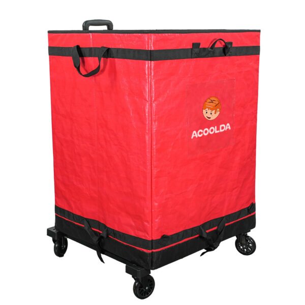 Red Collapsible Parcel Bags with Trolley Attachment Heavy Duty Logistics Carrier Bags Large and Small Size Van Organizer Bags with Tie-Down Straps for Warehouse Roll Cages and Courier Last-Mile Delivery