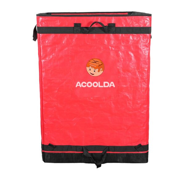 Red Collapsible Parcel Bags with Trolley Attachment Heavy Duty Logistics Carrier Bags Large and Small Size Van Organizer Bags with Tie-Down Straps for Warehouse Roll Cages and Courier Last-Mile Delivery