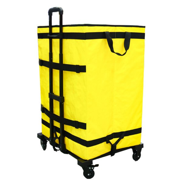 Yellow Collapsible Parcel Bags with Trolley Attachment Logistics Carrier Bags Large and Small Size with Tie-Down Straps for Warehouse Roll Cages and Courier Last-Mile Delivery