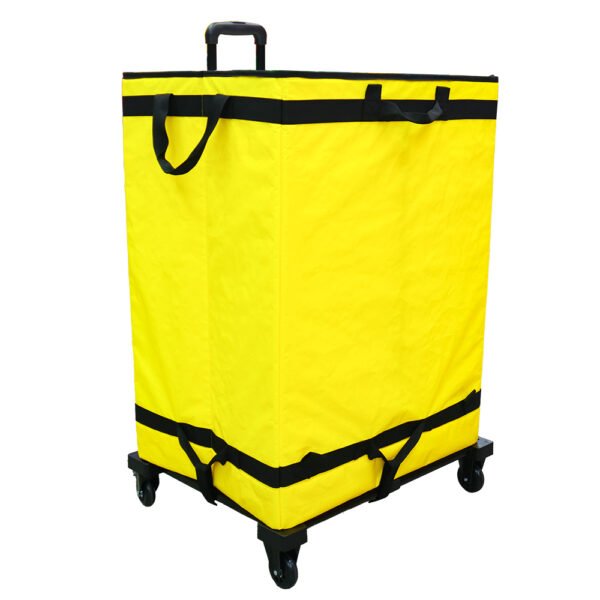 Yellow Collapsible Parcel Bags with Trolley Attachment Logistics Carrier Bags Large and Small Size with Tie-Down Straps for Warehouse Roll Cages and Courier Last-Mile Delivery