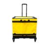 Yellow Parcel Sorter Bags with Integrated Mesh Cargo Pocket and Rolling Dolly Trolley Heavy Duty Moving Carrier for Warehouse Logistics Cage Collapsible Distribution Sacks with Tie-Down Straps for E-commerce Fleet Manifests