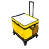Yellow Parcel Sorter Bags with Integrated Mesh Cargo Pocket and Rolling Dolly Trolley Heavy Duty Moving Carrier for Warehouse Logistics Cage Collapsible Distribution Sacks with Tie-Down Straps for E-commerce Fleet Manifests