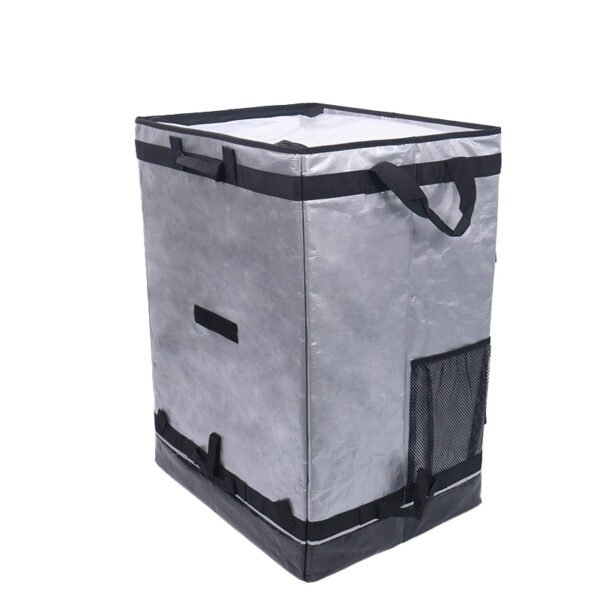 Silver Collapsible Parcel Bags with Trolley Attachment Heavy Duty Logistics Carrier Bags Large and Small Size Van Organizer Bags with Tie-Down Straps for Warehouse Roll Cages and Courier Last-Mile Delivery