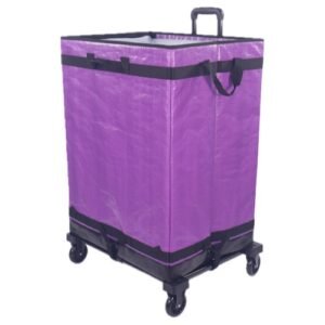 Purple Collapsible Parcel Bags with Integrated Trolley Handle Rolling Logistics Carrier Bags Amazon-Style Courier Delivery Bags Large Size Bulk Sorting Sacks with Cage Straps