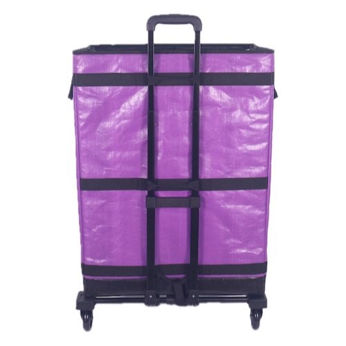 Purple Collapsible Parcel Bags with Integrated Trolley Handle Rolling Logistics Carrier Bags Amazon-Style Courier Delivery Bags Large Size Bulk Sorting Sacks with Cage Straps