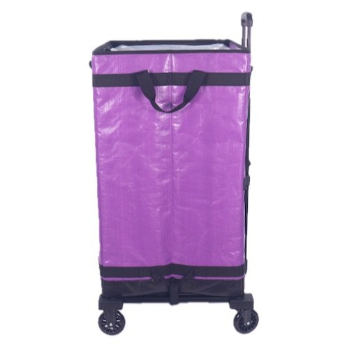 Purple Collapsible Parcel Bags with Integrated Trolley Handle Rolling Logistics Carrier Bags Amazon-Style Courier Delivery Bags Large Size Bulk Sorting Sacks with Cage Straps