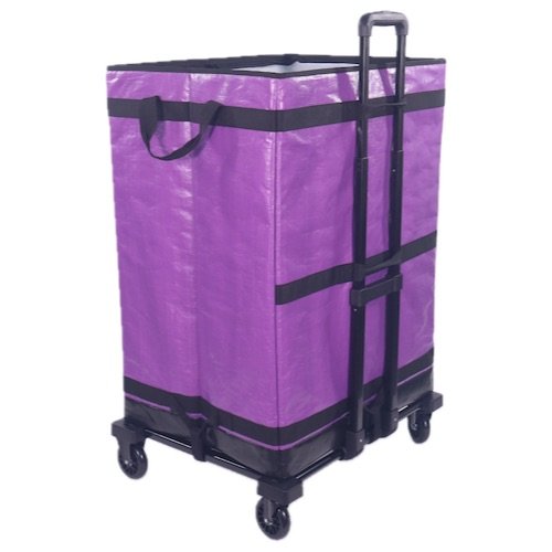 Purple Collapsible Parcel Bags with Integrated Trolley Handle Rolling Logistics Carrier Bags Amazon-Style Courier Delivery Bags Large Size Bulk Sorting Sacks with Cage Straps