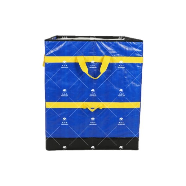 Blue Fold-Flat Parcel Sorting Container with Cross-Reinforced Webbing and Multi-Level Handles for Courier Hubs, Warehouses and Distribution Centers