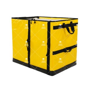 High-Visibility Yellow Collapsible Parcel Sorting Bag with Reinforced Webbing and Multi-Level Handles for Warehouses and Courier Hubs