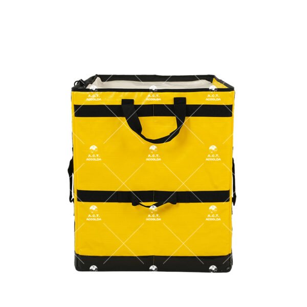 High-Visibility Yellow Collapsible Parcel Sorting Bag with Reinforced Webbing and Multi-Level Handles for Warehouses and Courier Hubs