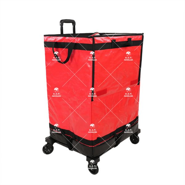 Rolling Parcel Sorting Trolley Bag with Telescopic Pull Handle, Four Swivel Casters and Full-Front Access for Warehouses and Courier Hubs
