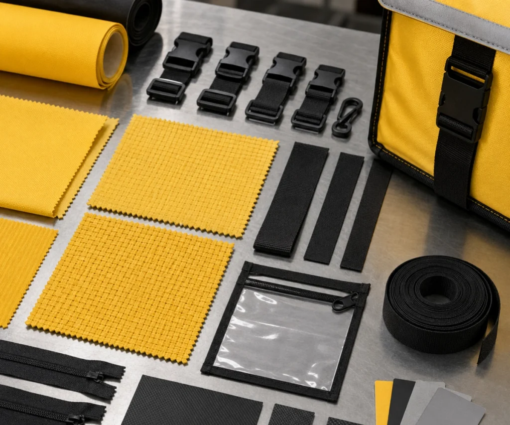 Engineer developing the dimensions, materials and handling features of a custom parcel delivery bag