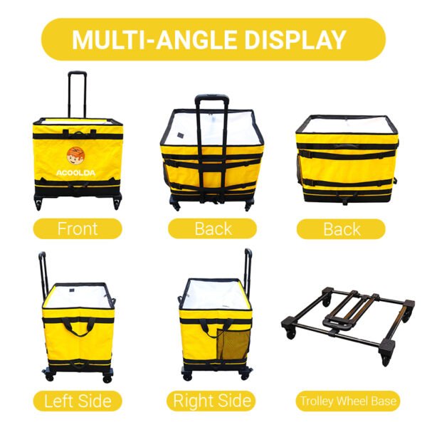 127L Rolling Logistics Sorting Bag with Telescopic Pull Handle, Four Casters and Mesh Side Pocket for Warehouse Parcel Transfer