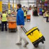 127L Rolling Logistics Sorting Bag with Telescopic Pull Handle, Four Casters and Mesh Side Pocket for Warehouse Parcel Transfer