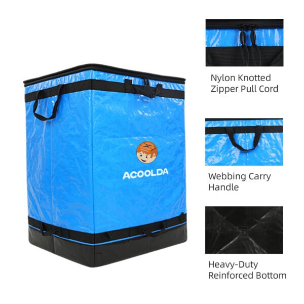 200L Blue PP Woven Parcel Sorting Bag with Zipper Lid, Reinforced Webbing and Multi-Point Handles for Courier Vans and Warehouses