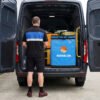 200L Blue PP Woven Parcel Sorting Bag with Zipper Lid, Reinforced Webbing and Multi-Point Handles for Courier Vans and Warehouses