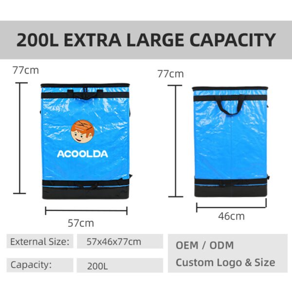 200L Blue PP Woven Parcel Sorting Bag with Zipper Lid, Reinforced Webbing and Multi-Point Handles for Courier Vans and Warehouses