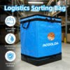200L Blue PP Woven Parcel Sorting Bag with Zipper Lid, Reinforced Webbing and Multi-Point Handles for Courier Vans and Warehouses