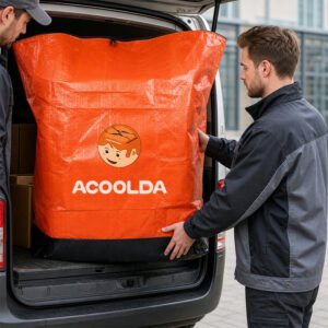 500L High-Capacity PE Woven Logistics Soft Sorting Bag with Double Zipper, Clear ID Pocket and Reinforced Base for Parcel Hubs