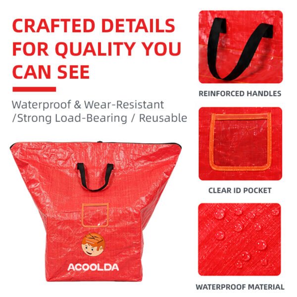 500L Red PP Woven Logistics Sorting Bag with Reinforced Carry Handles and Clear ID Pocket for Bulk Parcel Transfer
