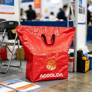 500L Red PP Woven Logistics Sorting Bag with Reinforced Carry Handles and Clear ID Pocket for Bulk Parcel Transfer