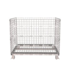 Collapsible-Wire-Mesh-Storage-Cage-with-Half-Drop-Front-Gate-for-Mailer-Boxes-and-Parcel-Handling-in-Logistics-Centers