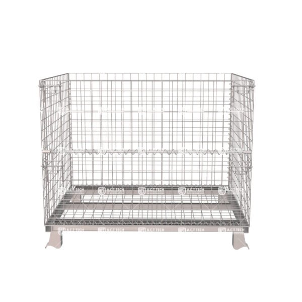 Collapsible-Wire-Mesh-Storage-Cage-with-Half-Drop-Front-Gate-for-Mailer-Boxes-and-Parcel-Handling-in-Logistics-Centers