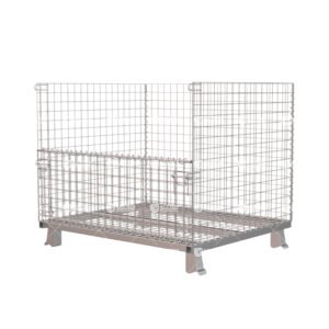 Collapsible-Wire-Mesh-Storage-Cage-with-Half-Drop-Front-Gate-for-Mailer-Boxes-and-Parcel-Handling-in-Logistics-Centers