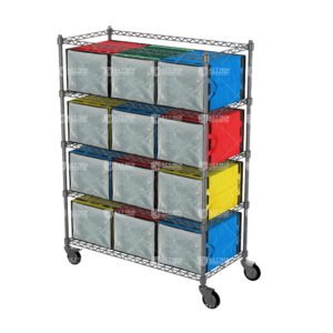 Mobile-Wire-Shelving-Rack-with-Casters-for-Logistics-Bag-Storage-in-Parcel-Hubs-and-Distribution-Centers