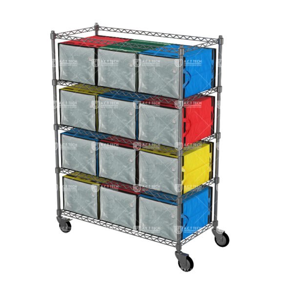 Mobile-Wire-Shelving-Rack-with-Casters-for-Logistics-Bag-Storage-in-Parcel-Hubs-and-Distribution-Centers