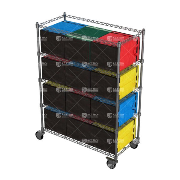 Mobile-Wire-Shelving-Rack-with-Casters-for-Logistics-Bag-Storage-in-Parcel-Hubs-and-Distribution-Centers
