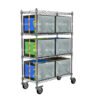 Three-Tier-Mobile-Wire-Shelving-Cart-with-Adjustable-Storage-Levels-for-Logistics-Bags-in-Parcel-Hubs-and-Fulfillment-Centers