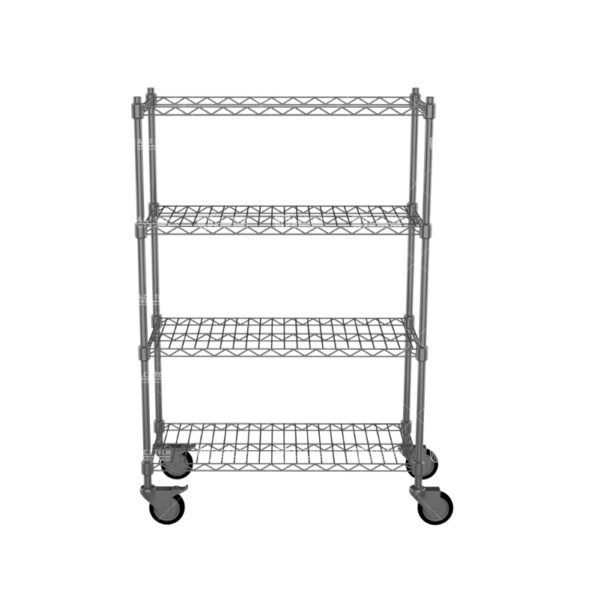 Three-Tier-Mobile-Wire-Shelving-Cart-with-Adjustable-Storage-Levels-for-Logistics-Bags-in-Parcel-Hubs-and-Fulfillment-Centers